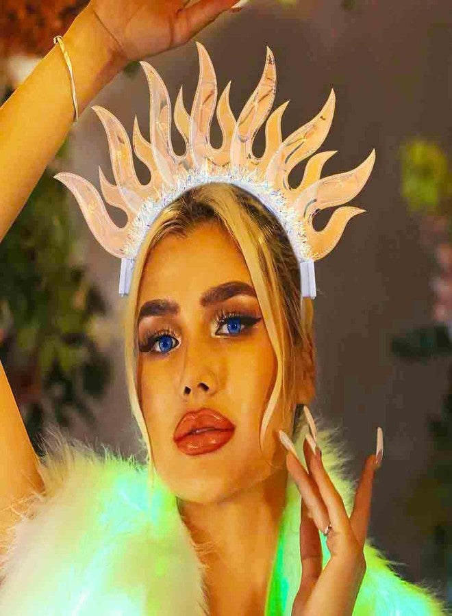 REETAN Light Up Fire Headband Flame Headpiece Rave Hair Accessories for Women - Image 5